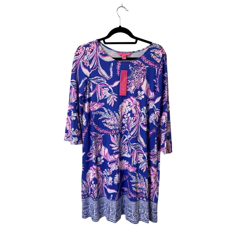 NWT Lilly Pulitzer Ophelia Swing Dress‎ Iris Blue Size Large Designer Resortwear